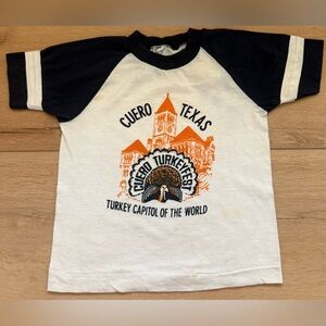 Vintage Cuero Texas Kids Raglan Shirt - Navy & White